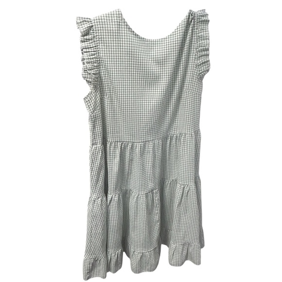 SHEIN Green White Gingham Ruffle‎ Tiered Sleeveless Mini Dress Medium - Picture 1 of 3